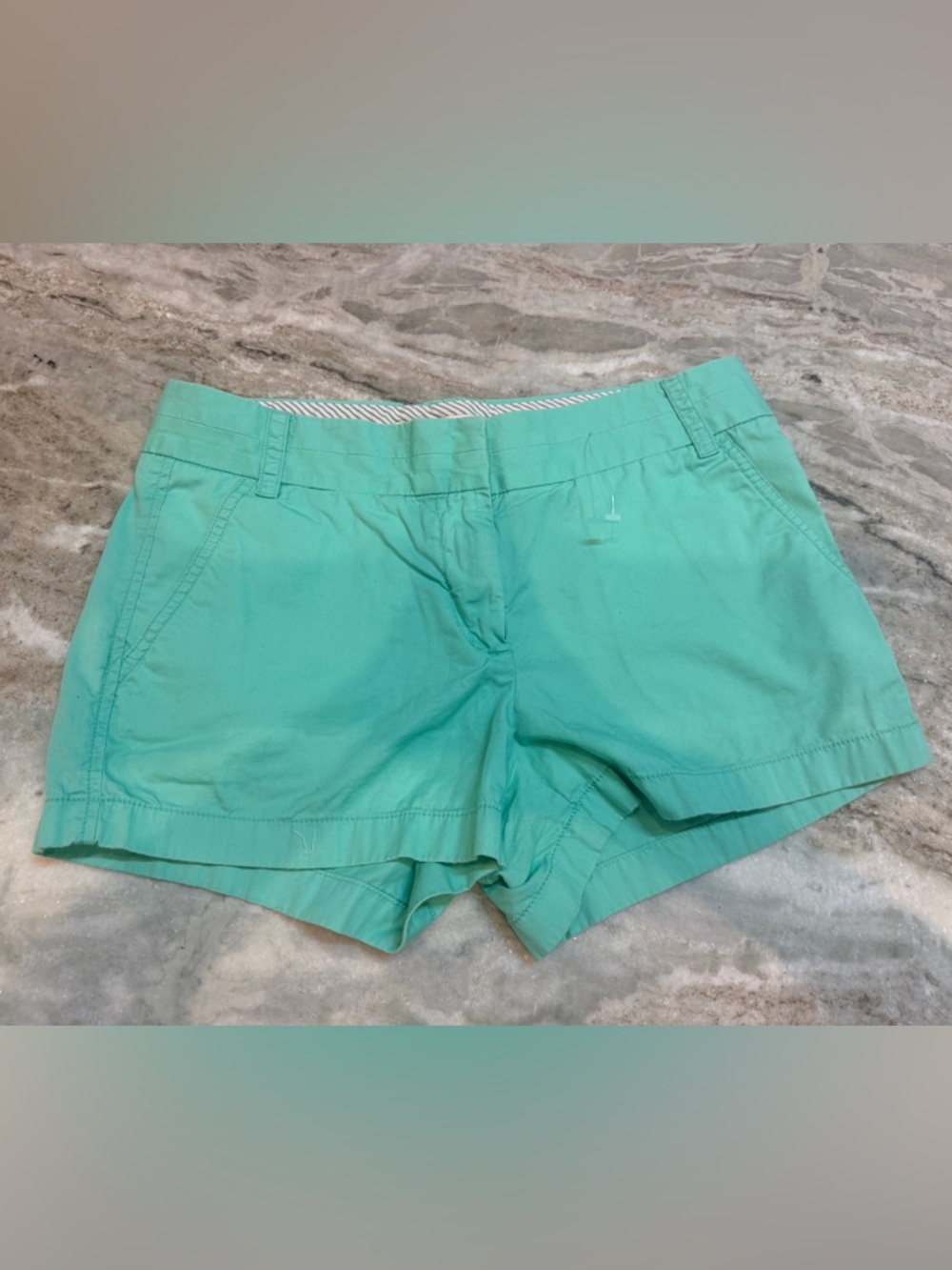 J.Crew Chino Shorts Womens Size 4 Mint Green Broken In Cotton Summer